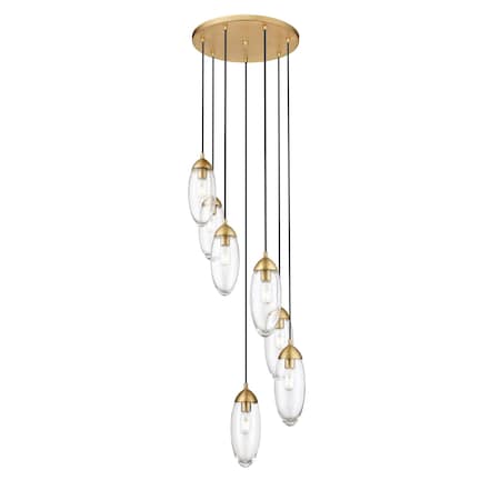 Z-Lite Arden Chandelier, 7-Light, 18 In.W x 12 In.H, Rubbed Brass/Clear 651P-7R-RB